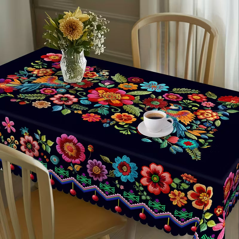 🔥Hot Sale🔥Mexican Floral Tablecloth With Scalloped Edge (60% OFF)