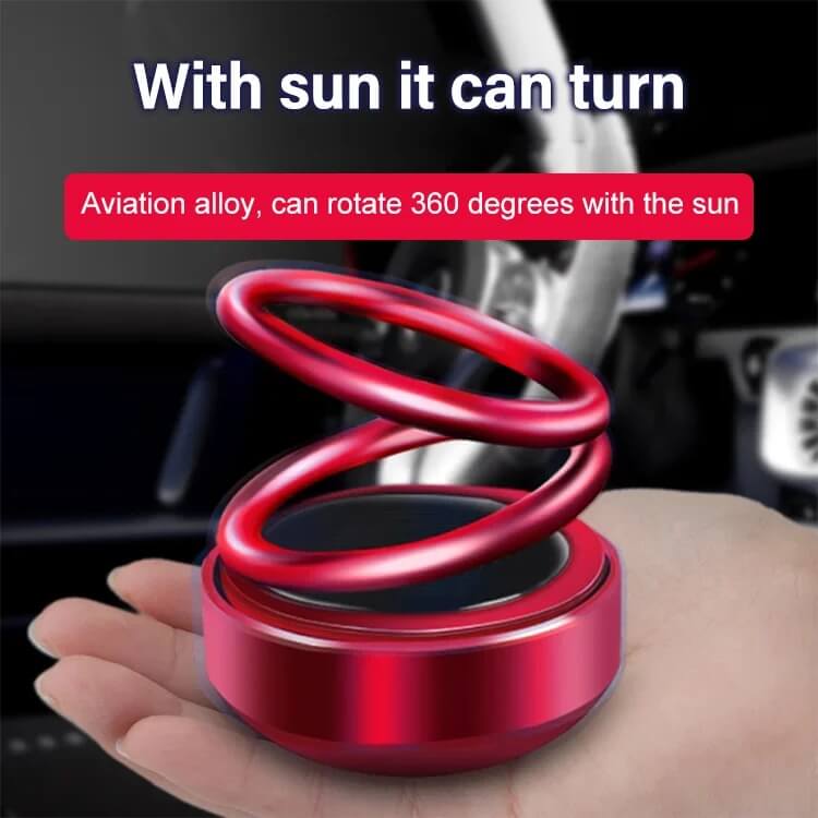 📢📢40% OFF !! ⏰Solar Rotating Double Ring Suspension Car Aromatherapy Ornament