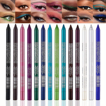 ⏳Time-Limited Special⏰14-Pack Waterproof Colored Gel Eyeliner Pencil – Metallic & Shimmer Finishes, Smudge-Proof