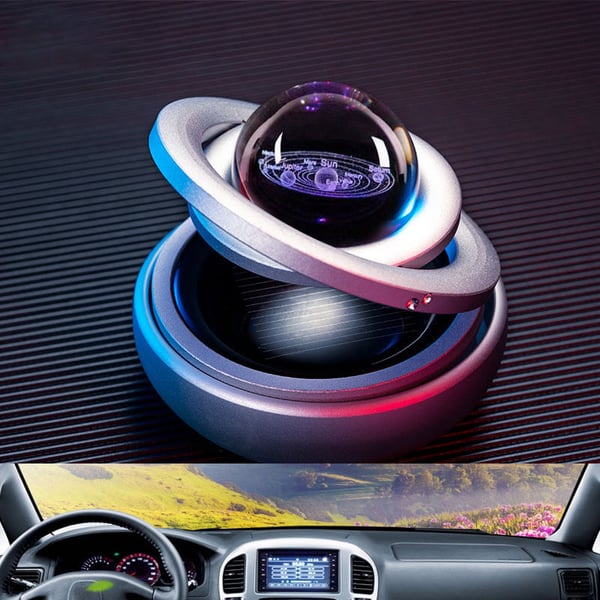 📢📢40% OFF !! ⏰Solar Rotating Double Ring Suspension Car Aromatherapy Ornament