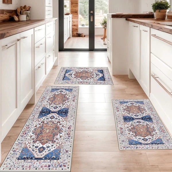 Boho 3-Piece Kitchen Rug Set with Runner