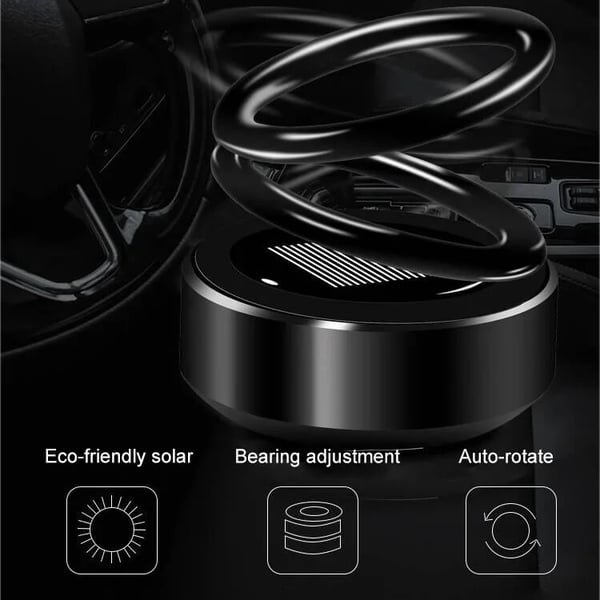 📢📢40% OFF !! ⏰Solar Rotating Double Ring Suspension Car Aromatherapy Ornament