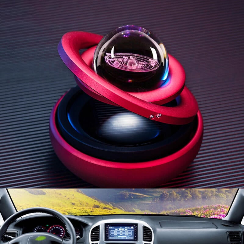 📢📢40% OFF !! ⏰Solar Rotating Double Ring Suspension Car Aromatherapy Ornament