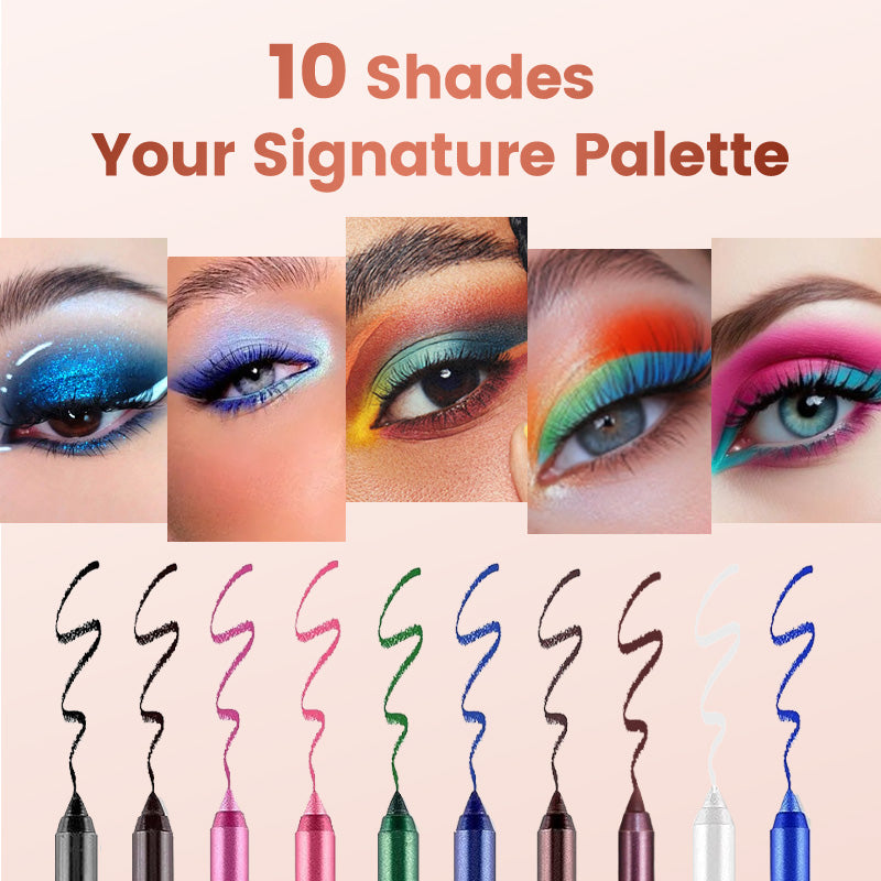 ⏳Time-Limited Special⏰14-Pack Waterproof Colored Gel Eyeliner Pencil – Metallic & Shimmer Finishes, Smudge-Proof