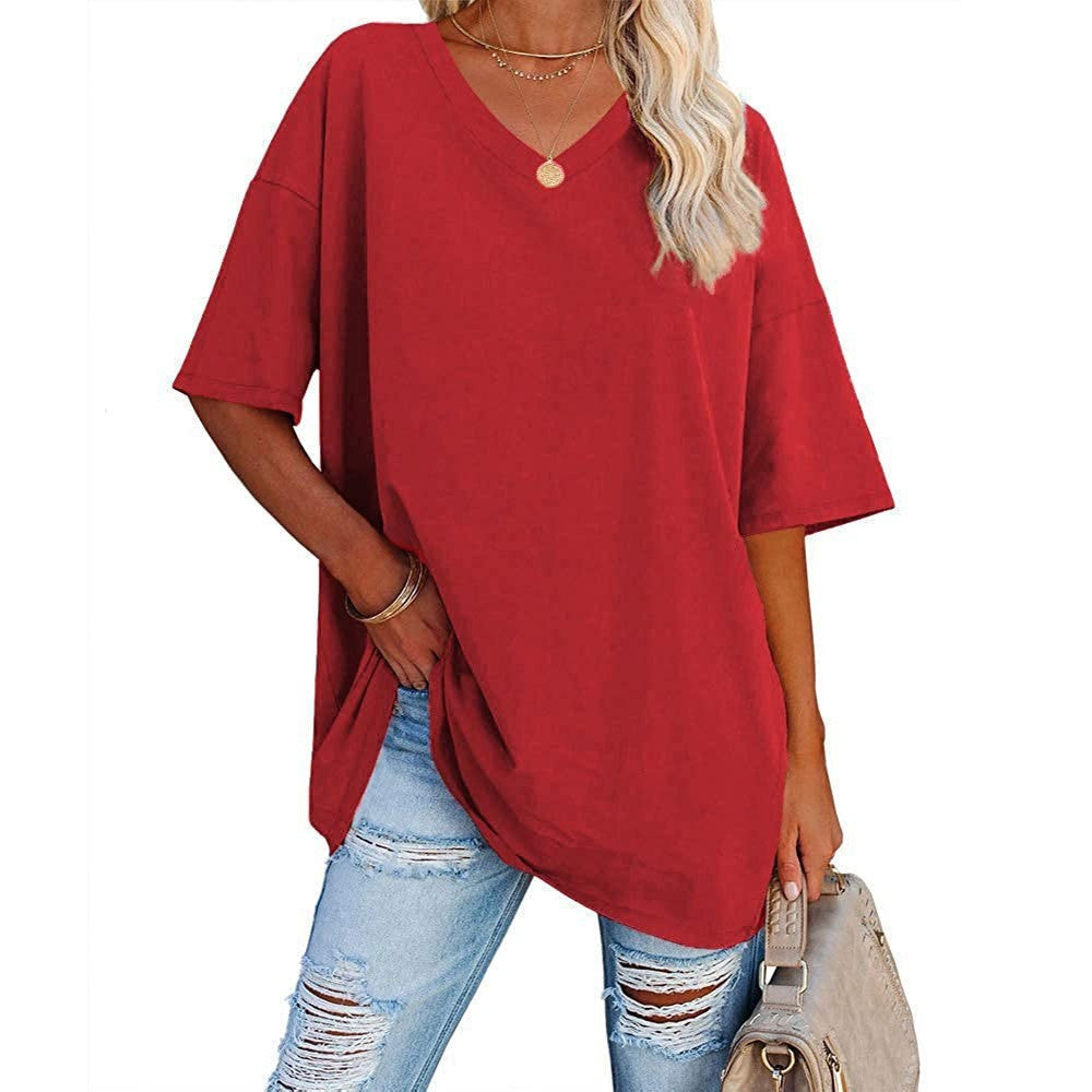 📢📢50% OFF !! ⏰Women's Casual Loose V-neck T-shirt