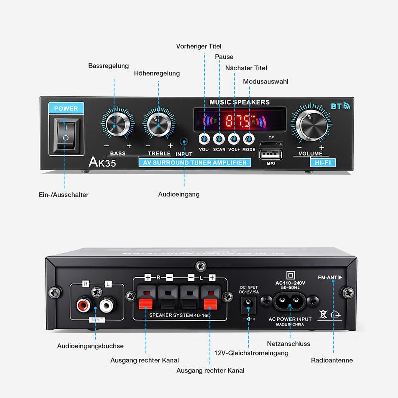 📢📢30% OFF !! ⏰AK35 Stereo Amplifier Home Audio Bluetooth 5.0 Max