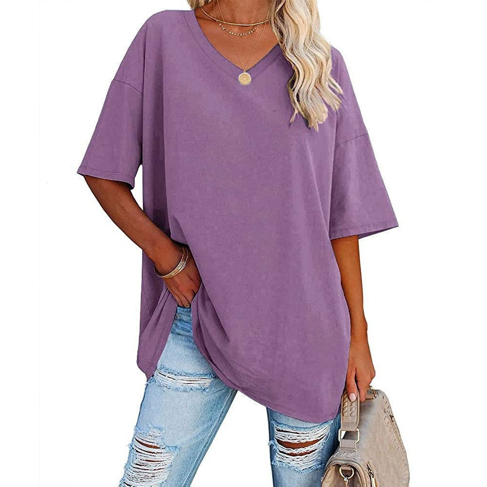 📢📢50% OFF !! ⏰Women's Casual Loose V-neck T-shirt