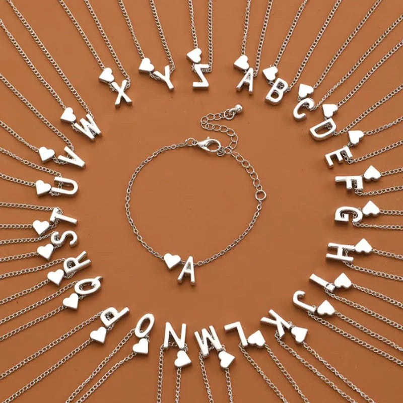 🔥Tiny Initial Necklaces Golden Heart Letter A-Z💖