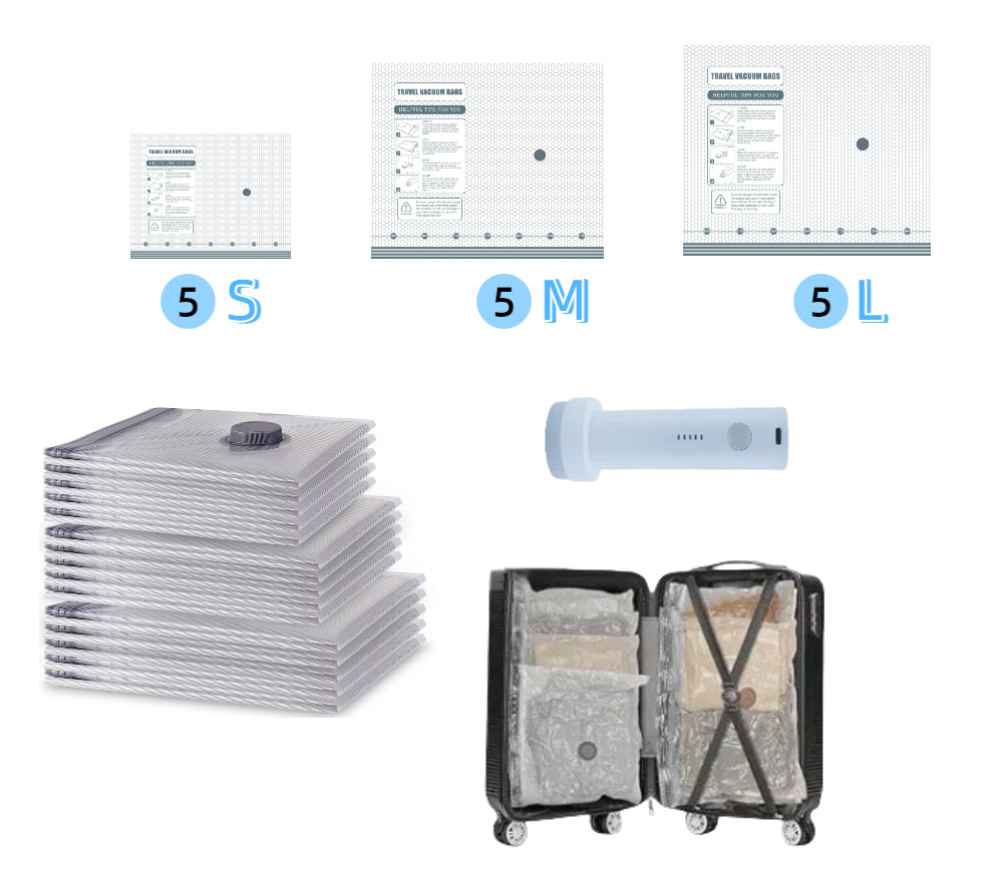 🔥NEW YEAR SALE - 50% OFF✨Cordless Travel Vacuum Storage Compression Bag Set