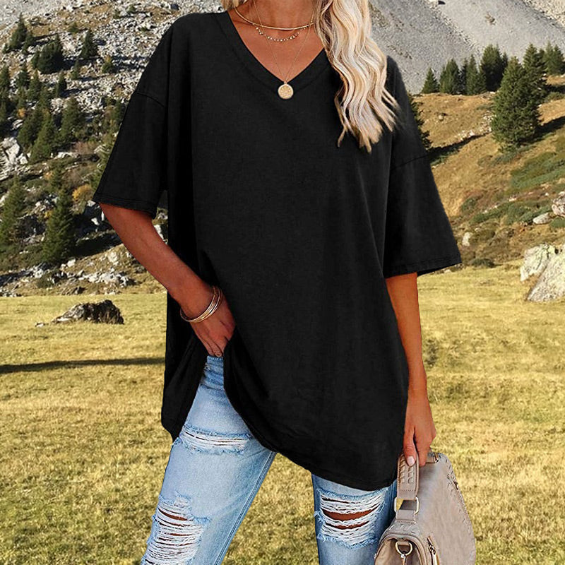 📢📢50% OFF !! ⏰Women's Casual Loose V-neck T-shirt