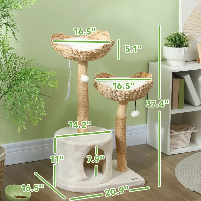 37-Inch Modern Cat Tree – Multi-Level Cat Tower