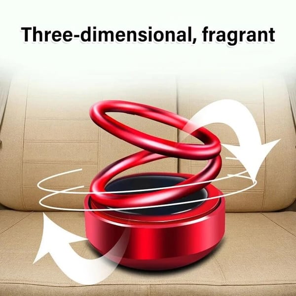 📢📢40% OFF !! ⏰Solar Rotating Double Ring Suspension Car Aromatherapy Ornament