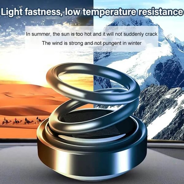 📢📢40% OFF !! ⏰Solar Rotating Double Ring Suspension Car Aromatherapy Ornament