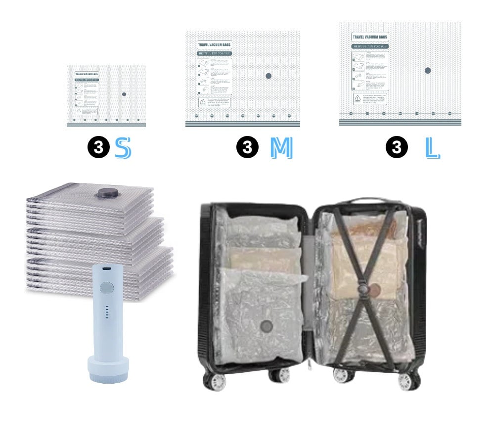 🔥NEW YEAR SALE - 50% OFF✨Cordless Travel Vacuum Storage Compression Bag Set