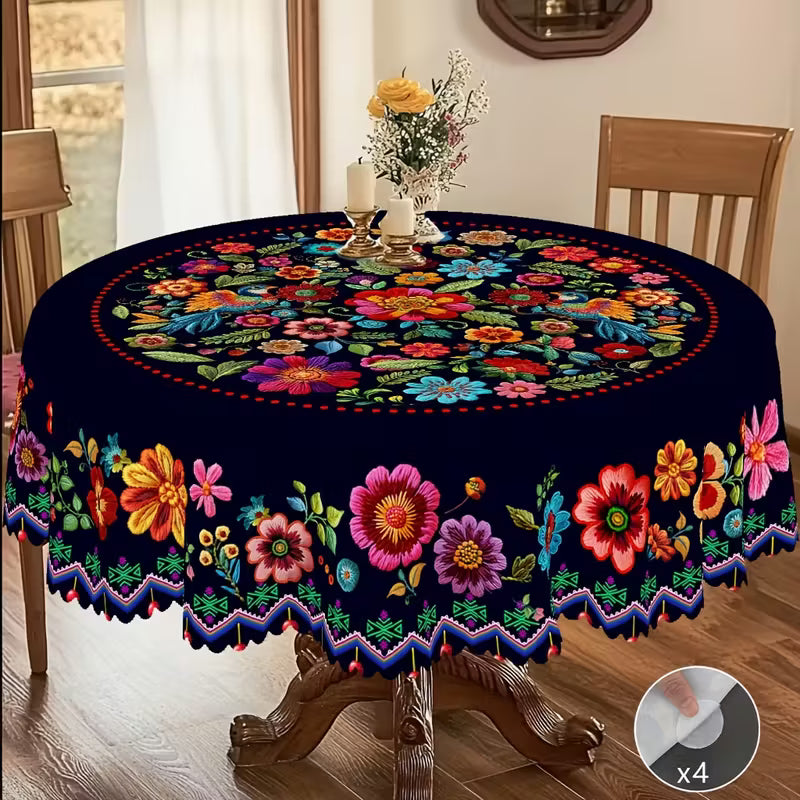 🔥Hot Sale🔥Mexican Floral Tablecloth With Scalloped Edge (60% OFF)