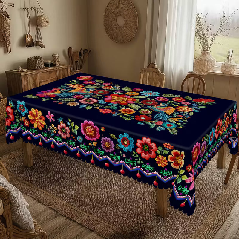 🔥Hot Sale🔥Mexican Floral Tablecloth With Scalloped Edge (60% OFF)