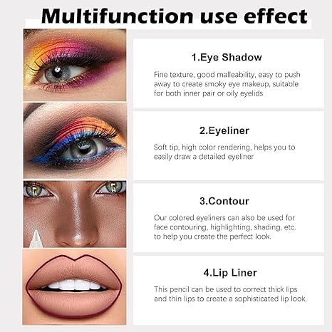 ⏳Time-Limited Special⏰14-Pack Waterproof Colored Gel Eyeliner Pencil – Metallic & Shimmer Finishes, Smudge-Proof
