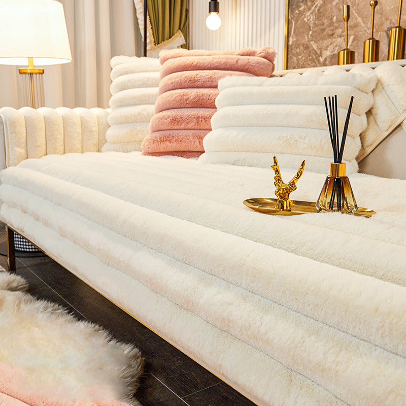Rabbit Fur Non-Slip Plush Sofa Cover