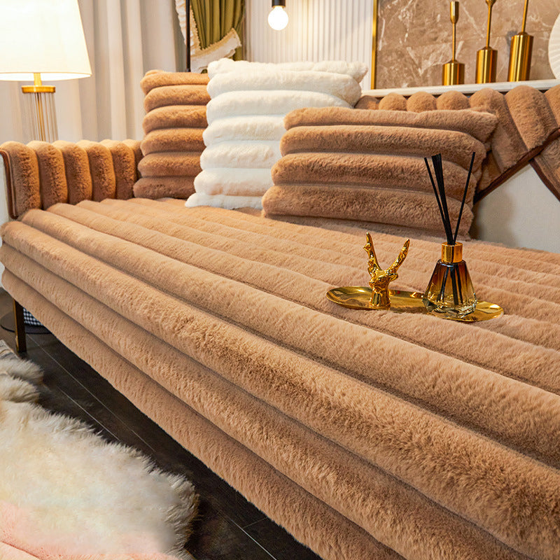 Rabbit Fur Non-Slip Plush Sofa Cover