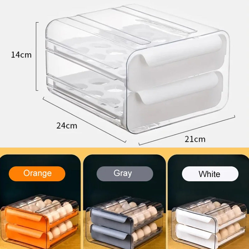 Pull-out food-grade refrigerator egg rack- stacks up to 32 eggs