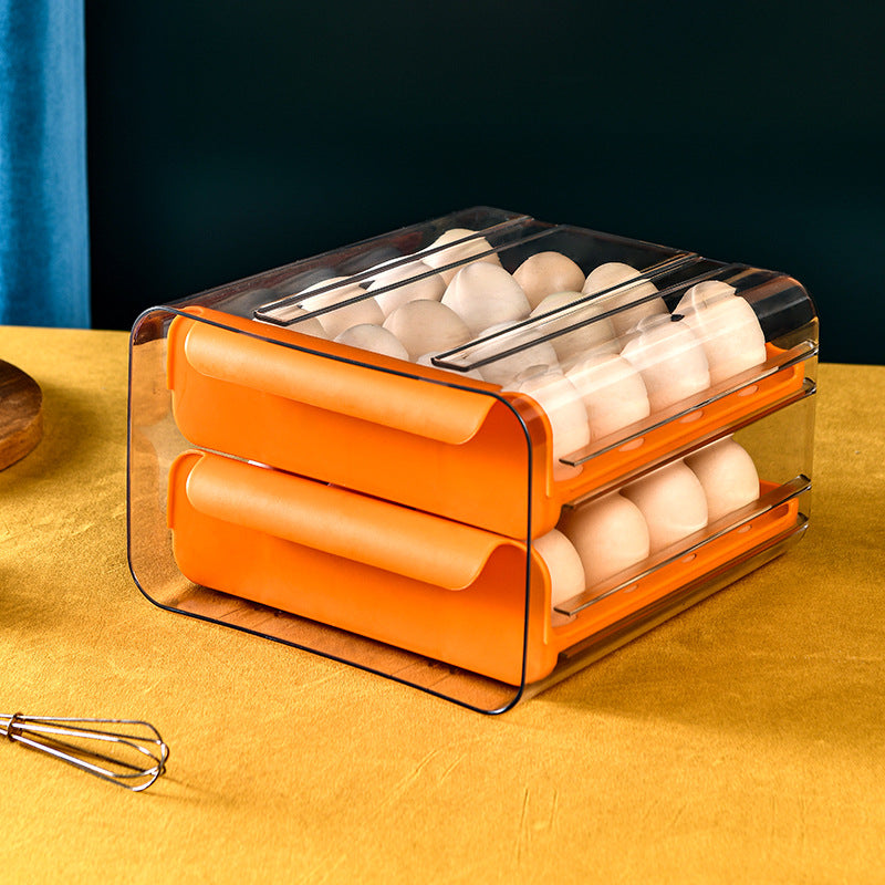 Pull-out food-grade refrigerator egg rack- stacks up to 32 eggs