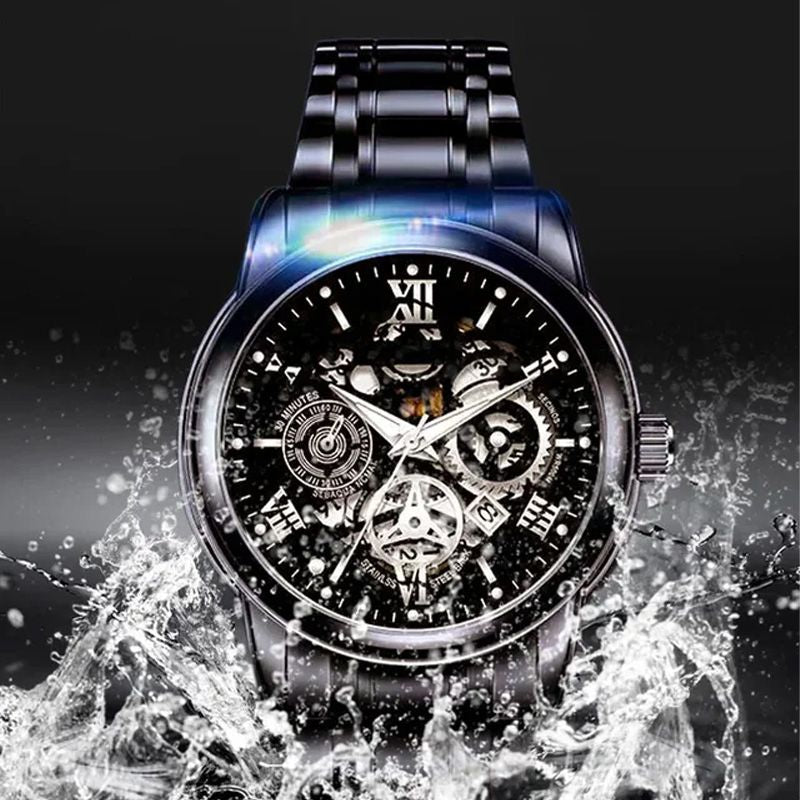 🎄Christmas Sale 70% OFF🔥Men's Waterproof Roman Skeleton Automatic Mechanical Watch