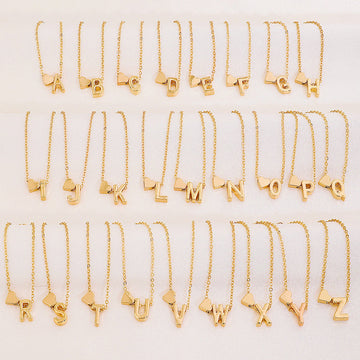 🔥Tiny Initial Necklaces Golden Heart Letter A-Z💖