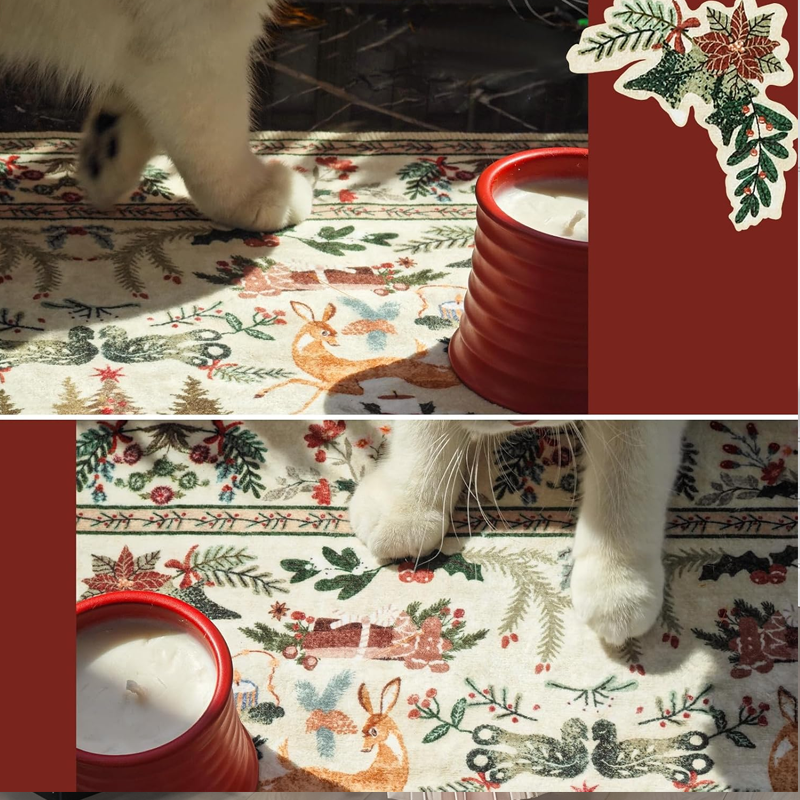 Round Christmas Printed Non-Slip Washable Rug