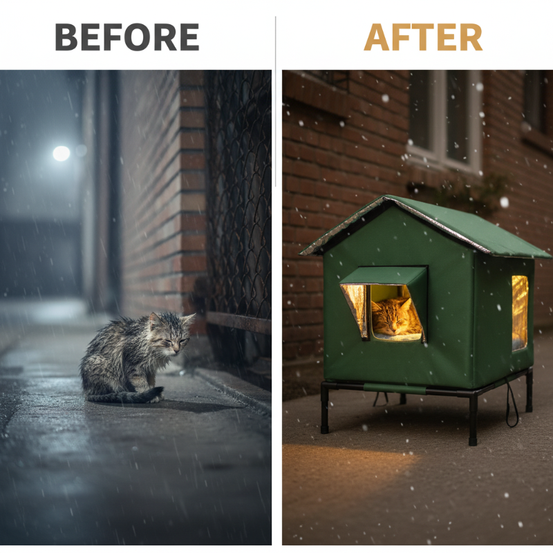 All-Weather Elevated Outdoor Cat House