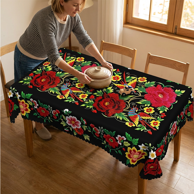 🔥Hot Sale🔥Mexican Floral Tablecloth With Scalloped Edge (60% OFF)