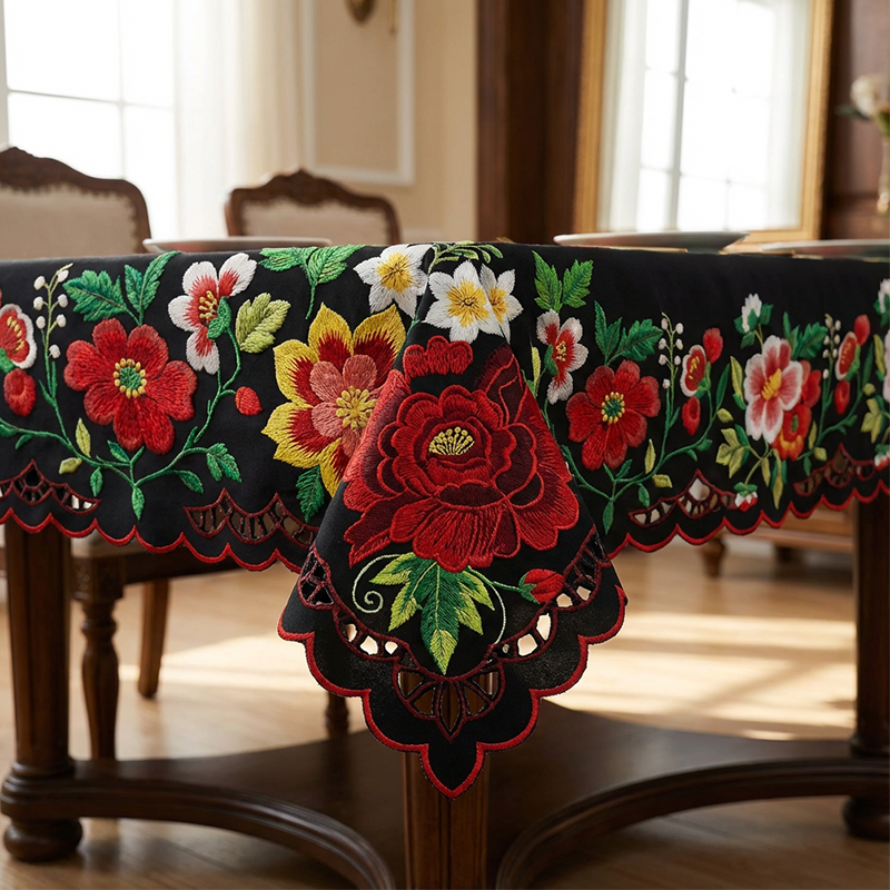 🔥Hot Sale🔥Mexican Floral Tablecloth With Scalloped Edge (60% OFF)