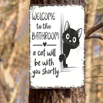 ⏳LAST DAY SALE 49% OFF🔥Vintage Highland Cow Aluminum Sign: Funny "Are You Pooping?" Black and White Bathroom Wall Decor