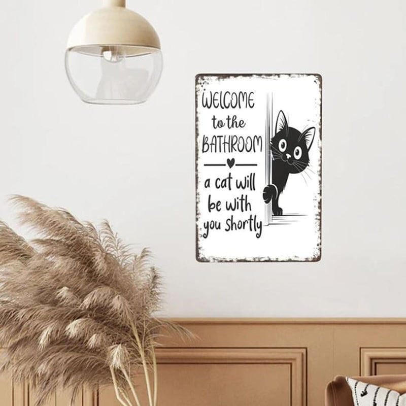 ⏳LAST DAY SALE 49% OFF🔥Vintage Highland Cow Aluminum Sign: Funny "Are You Pooping?" Black and White Bathroom Wall Decor