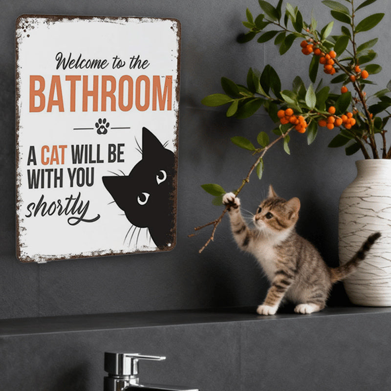 ⏳LAST DAY SALE 49% OFF🔥Vintage Highland Cow Aluminum Sign: Funny "Are You Pooping?" Black and White Bathroom Wall Decor