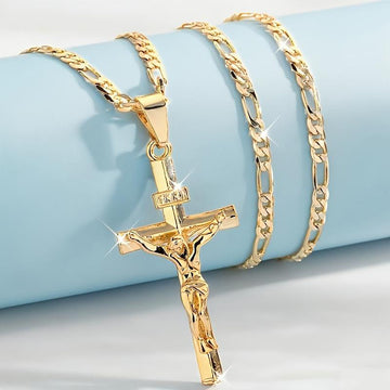 ⏰LAST DAY - BUY 1 GET 1 FREE!✝️Gold-Tone Crucifix Pendant Necklace