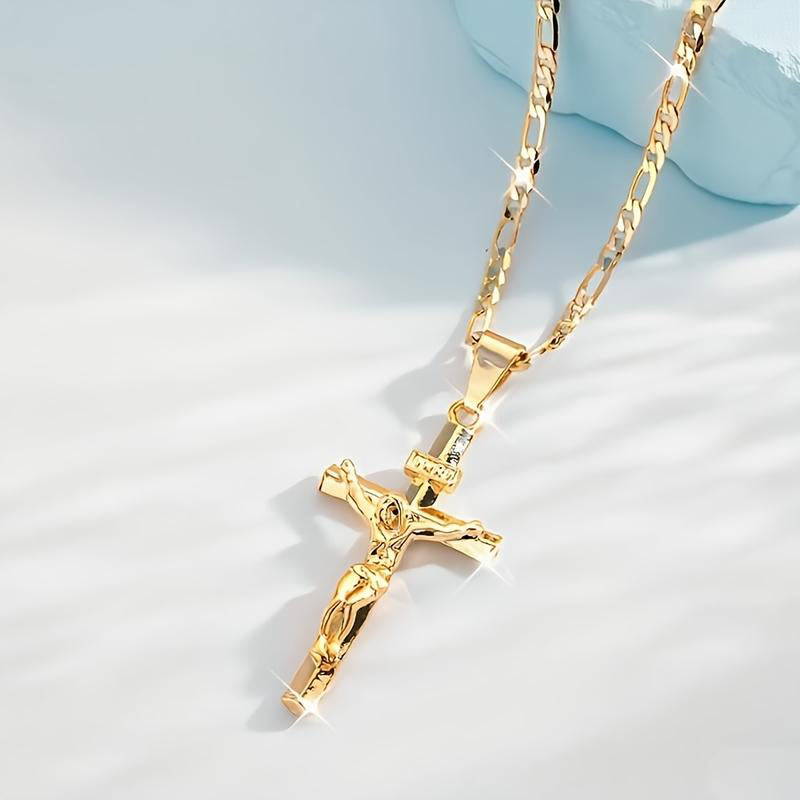 ⏰LAST DAY - BUY 1 GET 1 FREE!✝️Gold-Tone Crucifix Pendant Necklace