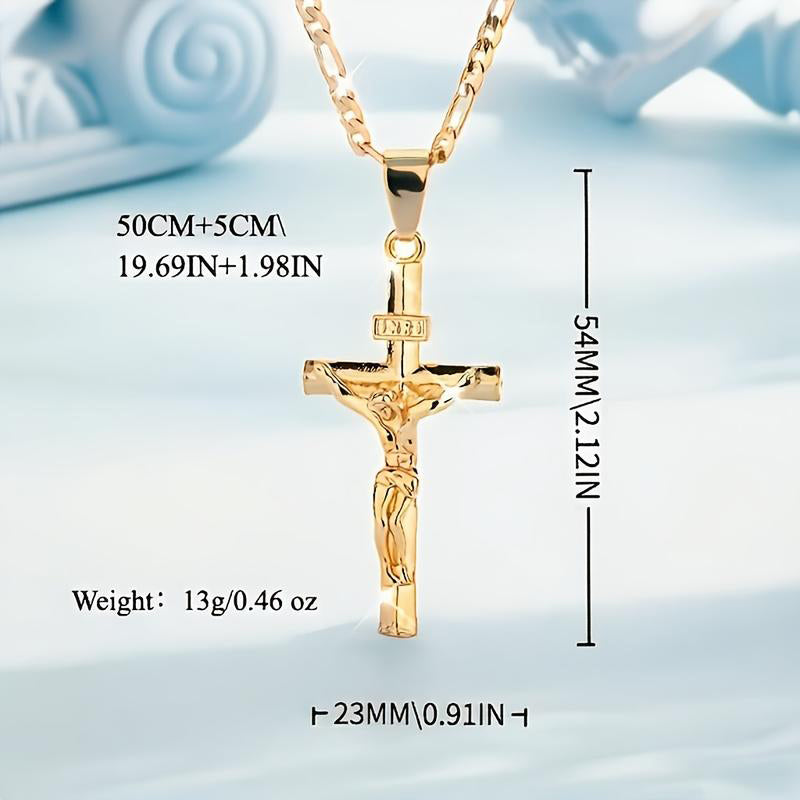 ⏰LAST DAY - BUY 1 GET 1 FREE!✝️Gold-Tone Crucifix Pendant Necklace