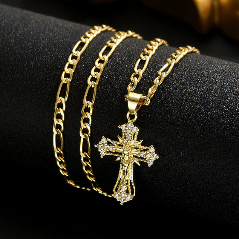 ⏰LAST DAY - BUY 1 GET 1 FREE!✝️Gold-Tone Crucifix Pendant Necklace