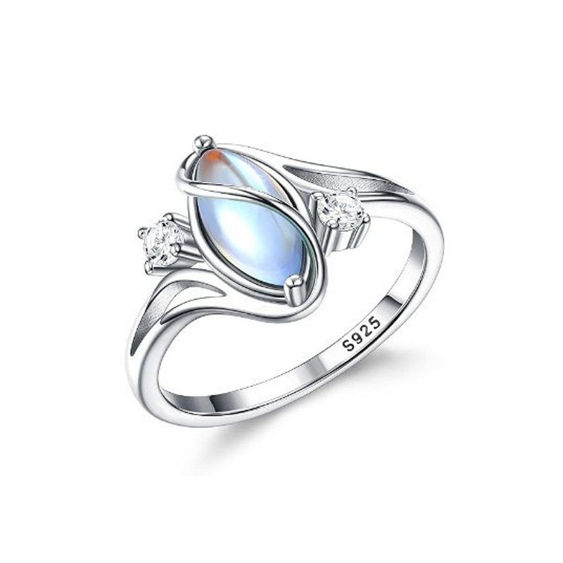✨💍 Buy 1 Get 1 Free 🔥 Geometric Oval Moonstone Ring with Zirconia Accents – Mystical, Sparkling & Timelessly Elegant! 🌙✨