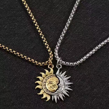 Sun & Moon Spliced Pendant Necklace Set