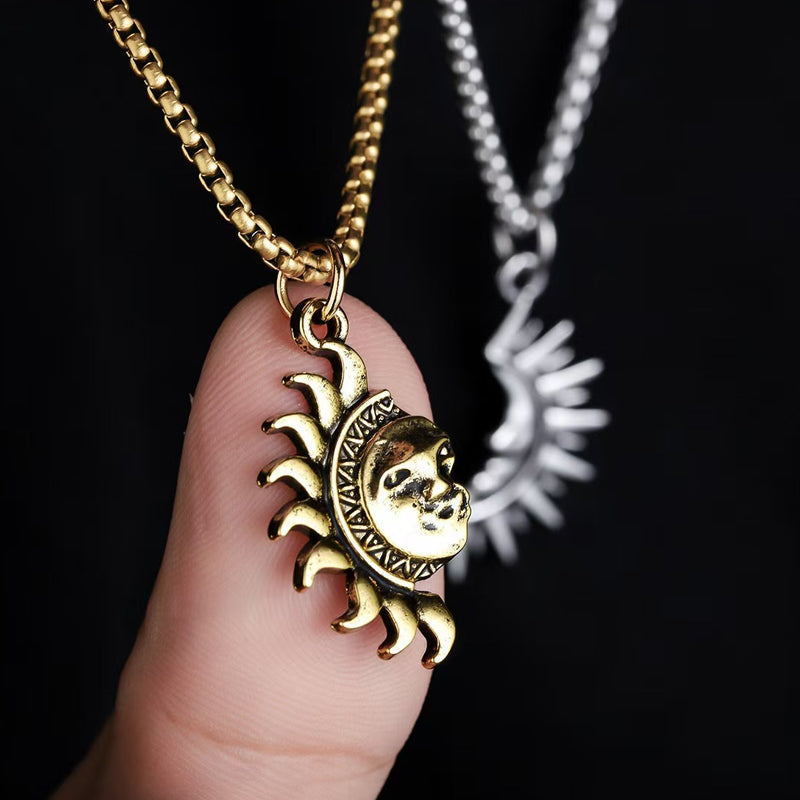 Sun & Moon Spliced Pendant Necklace Set