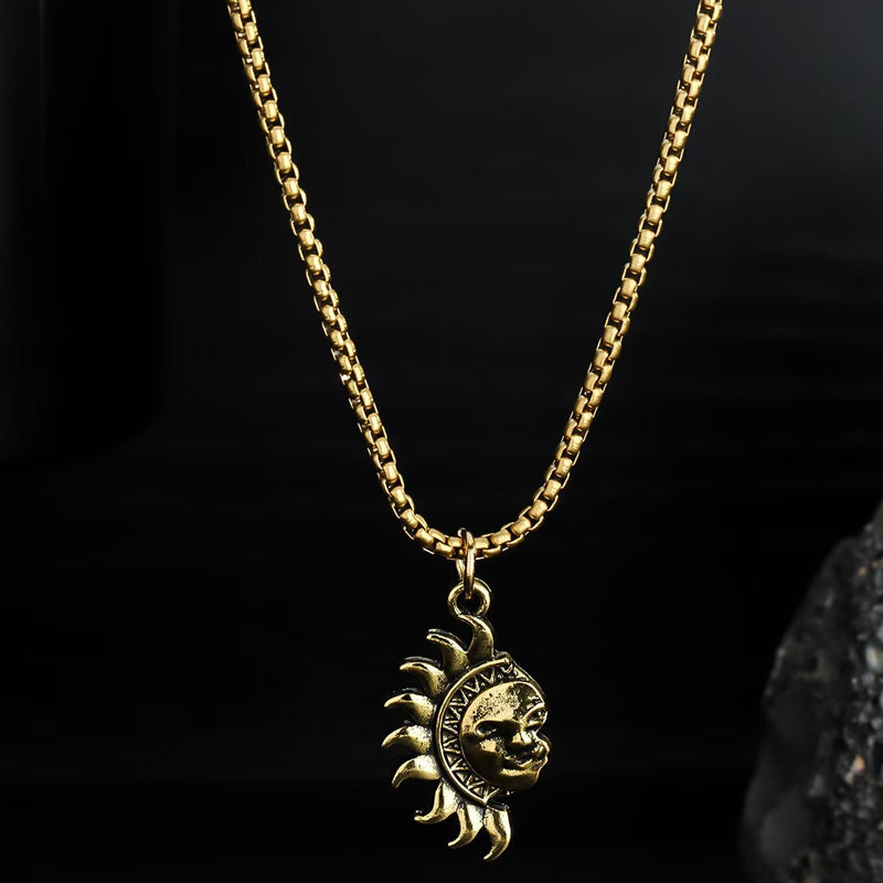 Sun & Moon Spliced Pendant Necklace Set