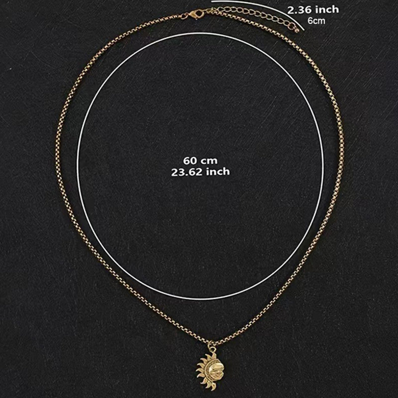 Sun & Moon Spliced Pendant Necklace Set