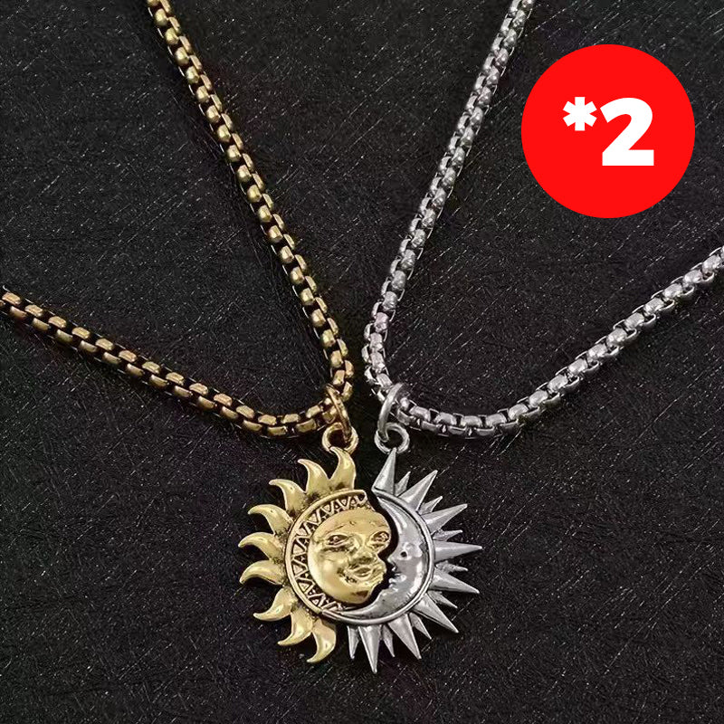 Sun & Moon Spliced Pendant Necklace Set