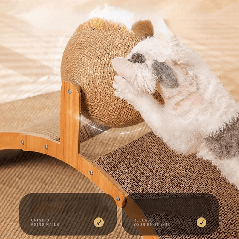 💖49% OFF!🐱Natural Sisal Cat Scratching Ball With Cardboard Pad✨