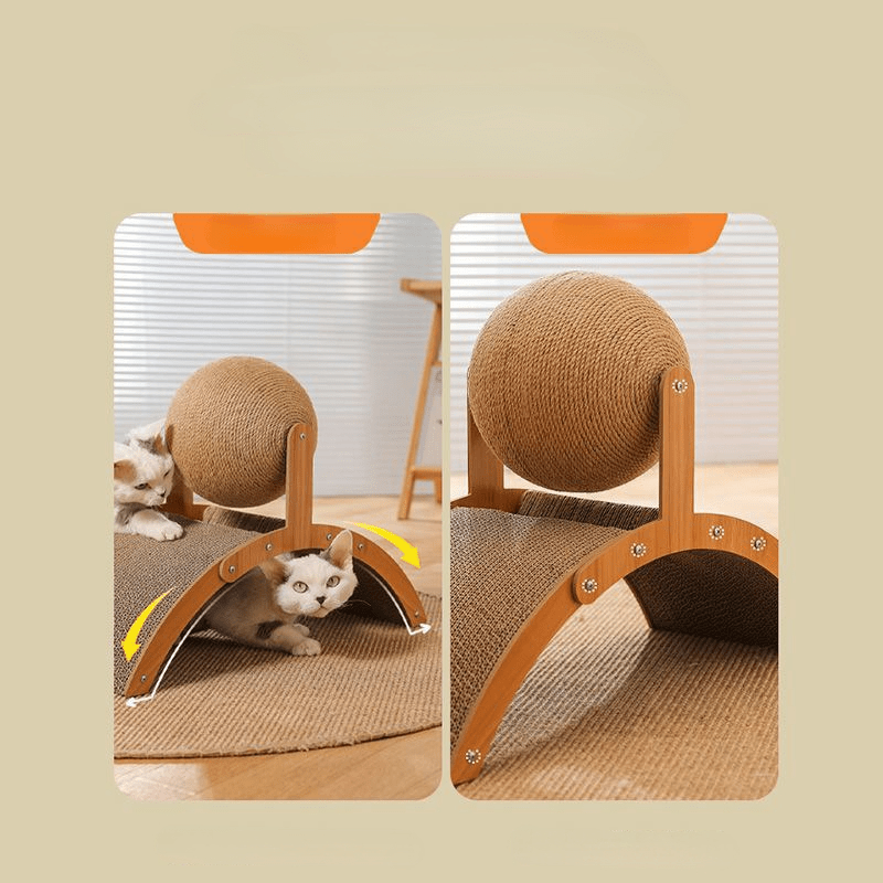 Natural Sisal Cat Scratching Ball With Cardboard Pad