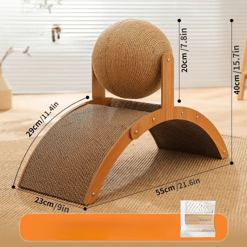 Natural Sisal Cat Scratching Ball With Cardboard Pad