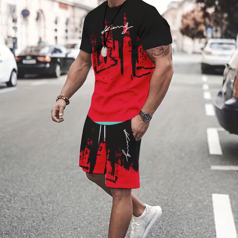 👕 60% OFF NOW! 🔥 Men's Graphic Print T-Shirt & Shorts Set – Soft Fabric, Bold Design & Perfect for Summer Days ☀️