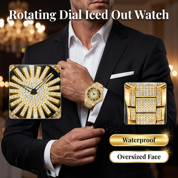 🎁2026 New Arrivals 50% OFF💥Men's Iced-Out Watch with Rotating Dial – Sparkling Crystals, Precise Quartz & Butterfly Clasp ✨