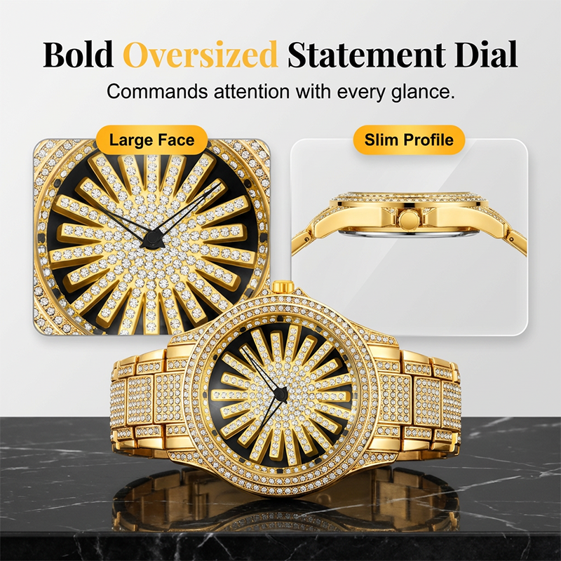 🎁2026 New Arrivals 50% OFF💥Men's Iced-Out Watch with Rotating Dial – Sparkling Crystals, Precise Quartz & Butterfly Clasp ✨